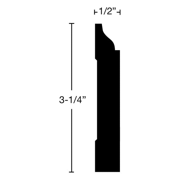 BA-308-016-2-CH - 1/2" x 3-1/4"  Cherry Base - $3.70/ft