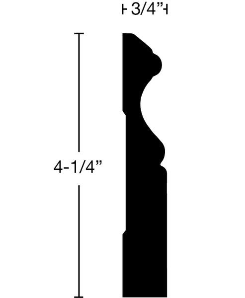 BA-408-024-1-MA - 3/4" x 4-1/4" Maple Base - $5.70/ft