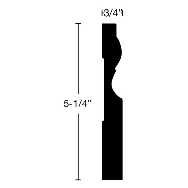 BA-508-024-1-MA - 3/4" x 5-1/4"  Maple Base - $6.20/ft