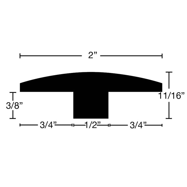 Side View of T-Molding Molding, product number TM-200-022-1-RO - 11/16" x 2" Red Oak T-Molding - $3.60/ft sold by American Wood Moldings