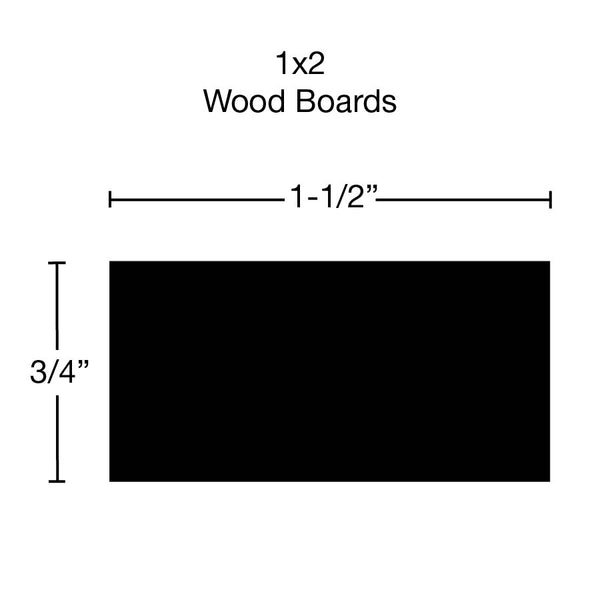 Side View of Standard Size 1x2 Birch Boards - $1.52/ft sold by American Wood Moldings