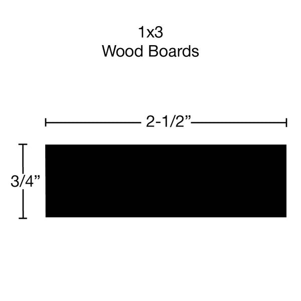 Side View of Standard Size 1x3 Beech Boards - $1.92/ft sold by American Wood Moldings