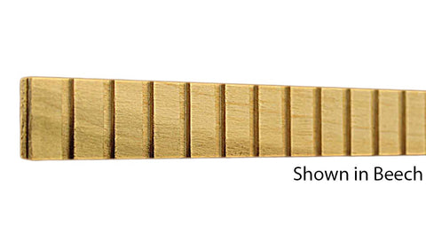 Profile View of Decorative Dentil Molding, product number DD-100-008-1-BE - 1/4" x 1" Beech Decorative Dentil Molding - $2.56/ft sold by American Wood Moldings