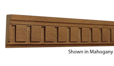 Profile View of Decorative Dentil Molding, product number DD-116-016-1-HMH - 1/2" x 1-1/2" Honduras Mahogany Decorative Dentil Molding - $4.32/ft sold by American Wood Moldings