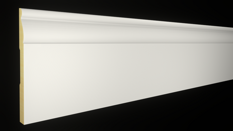 Profile View of Base Molding, product number BA-508-014-1-PF - 7/16" x 5-1/4" Primed Finger Joint Base - $1.98/ft sold by American Wood Moldings