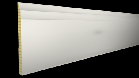 Profile View of Base Molding, product number BA-708-022-2-PF - 11/16" x 7-1/4" Primed Finger Joint Base - $3.40/ft sold by American Wood Moldings