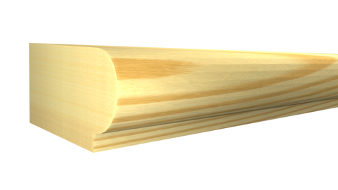 Profile View of Bullnose Molding, product number BN-027-013-1-CP - 13/32" x 27/32" Clear Pine Bullnose - $1.16/ft sold by American Wood Moldings