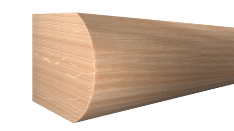 Profile View of Bullnose Molding, product number BN-108-102-2-RO - 1-1/16" x 1-1/4" Red Oak Bullnose - $2.31/ft sold by American Wood Moldings