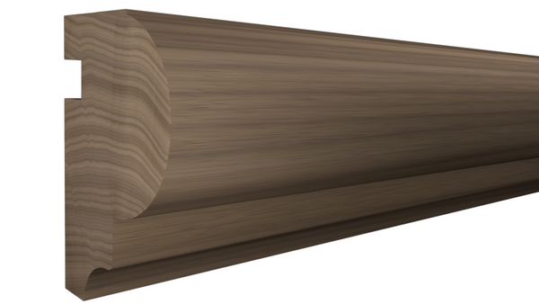 Profile View of Bullnose Molding, product number BN-126-108-1-WA - 1-1/4" x 1-13/16" Walnut Bullnose - $16.10/ft sold by American Wood Moldings
