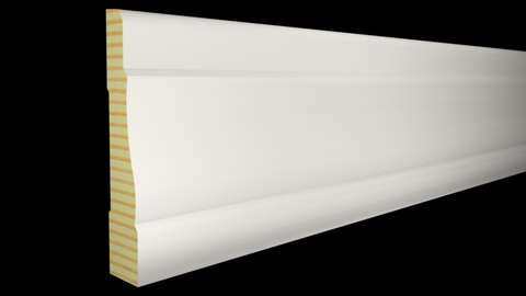 Profile View of Casing Molding, product number CA-316-022-6-PF - 11/16" x 3-1/2" Primed Finger Joint Casing - $2.04/ft sold by American Wood Moldings