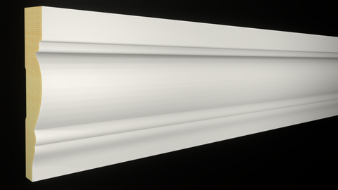 Profile View of Casing Molding, product number CA-316-026-2-PF - 13/16" x 3-1/2" Primed Finger Joint Casing - $2.41/ft sold by American Wood Moldings