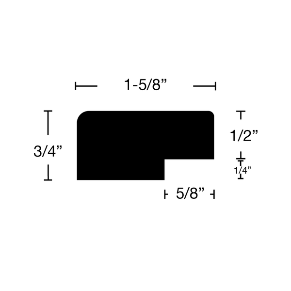 Side View of Counter and Cabinet Component Molding, product number CC-120-024-1-MA - 3/4" x 1-5/8" Maple Counter and Cabinet Components - $2.87/ft sold by American Wood Moldings