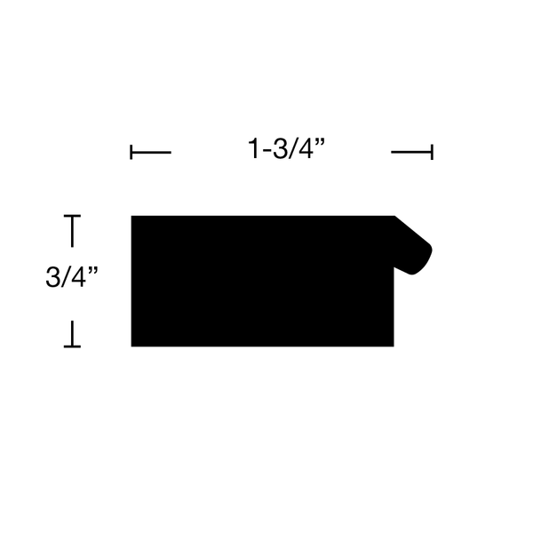 Side View of Counter and Cabinet Components, product number CC-124-024-1-PO - 3/4" x 1-3/4" Poplar Counter and Cabinet Components - $2.52/ft sold by American Wood Moldings