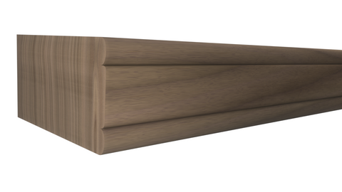 Profile View of Counter and Cabinet Component Molding, product number CC-200-100-1-WA - 1" x 2" Walnut Counter and Cabinet Components - $14.22/ft sold by American Wood Moldings
