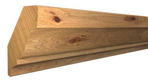 Profile View of Crown Molding, product number CR-208-024-1-KAL - 3/4" x 2-1/4" Knotty Alder Crown - $2.30/ft sold by American Wood Moldings