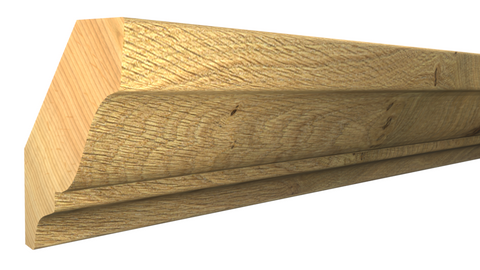 Profile View of Crown Molding, product number CR-208-024-1-KHI - 3/4" x 2-1/4" Knotty Hickory Crown - $3.30/ft sold by American Wood Moldings