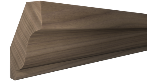 Profile View of Crown Molding, product number CR-208-024-2-WA - 3/4" x 2-1/4" Walnut Crown - $5.84/ft sold by American Wood Moldings