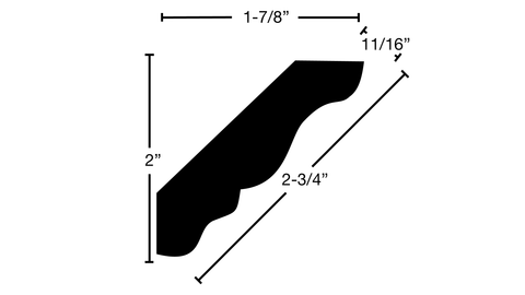 CR-224-022-1-TMA - 11/16" x 2-3/4" Tiger Stripe Maple Crown - $9.66/ft