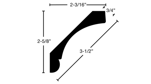 CR-316-024-2-TMA - 3/4" x 3-1/2" Tiger Stripe Maple Crown - $12.33/ft