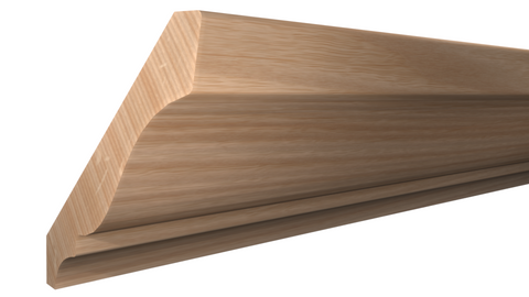 Profile View of Crown Molding, product number CR-408-022-1-RO - 11/16" x 4-1/4" Red Oak Crown - $3.68/ft sold by American Wood Moldings