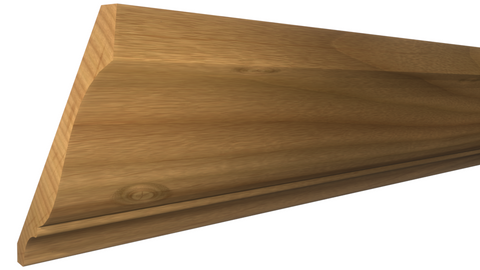 Profile View of Crown Molding, product number CR-508-020-2-KAL - 5/8" x 5-1/4" Knotty Alder Crown - $5.36/ft sold by American Wood Moldings