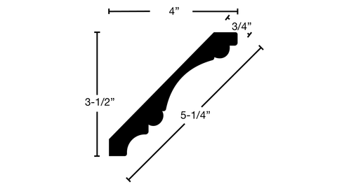CR-508-024-3-TMA - 3/4" x 5-1/4" Tiger Stripe Maple Crown - $18.60/ft