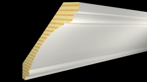 Profile View of Crown Molding, product number CR-516-022-1-PF - 11/16" x 5-1/2" Primed Finger Joint Crown - $3.49/ft sold by American Wood Moldings