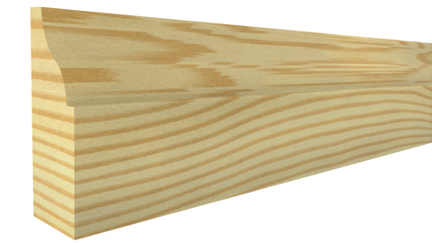 Profile View of Door Stop Molding, product number DS-104-014-1-CP - 7/16" x 1-1/8" Clear Pine Door Stop - $1.70/ft sold by American Wood Moldings