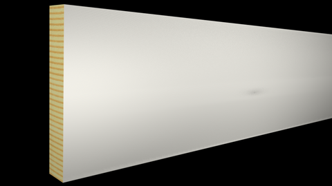 Profile View of Lattice Molding, product number LA-116-008-1-PF - 1/4" x 1-1/2" Primed Finger Joint Lattice - $1.08/ft sold by American Wood Moldings