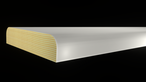 Profile View of Mullion Molding, product number MU-200-012-1-PF - 3/8" x 2" Primed Finger Joint Mullion - $1.35/ft sold by American Wood Moldings