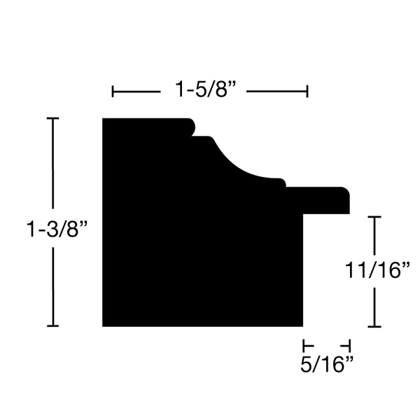 Side View of Panel Molding, product number PA-120-112-1-PO - 1-3/8" x 1-5/8" Poplar Panel Molding - $3.86/ft sold by American Wood Moldings