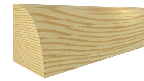 Profile View of Quarter Round Molding, product number RO-008-008-1-CP - 1/4" x 1/4" Clear Pine Quarter Round Molding - $0.66/ft sold by American Wood Moldings