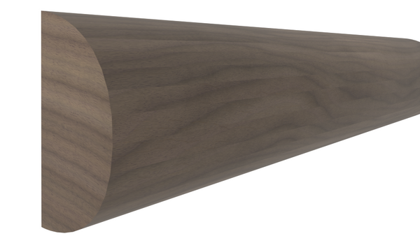 Profile View of Half Round Molding, product number RO-016-008-1-WA - 1/4" x 1/2" Walnut Half Round - $3.00/ft sold by American Wood Moldings