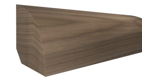 Profile View of Quarter Round Molding, product number RO-022-022-1-WA - 11/16" x 11/16" Walnut Quarter Round - $4.24/ft sold by American Wood Moldings