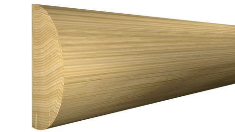 Profile View of Half Round Molding, product number RO-116-024-1-WO - 3/4" x 1-1/2" White Oak Half Round - $7.20/ft sold by American Wood Moldings