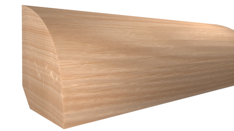 Profile View of Shoe Molding, product number SH-022-016-1-RO - 1/2" x 11/16" Red Oak Shoe - $1.07/ft sold by American Wood Moldings