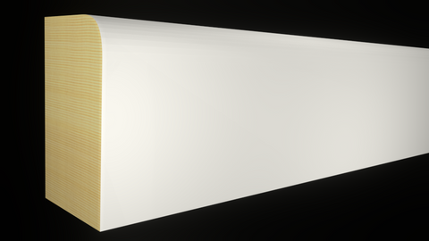 Profile View of Shoe Molding, product number SH-024-014-2-PF - 7/16" x 3/4" Primed Finger Joint Shoe - $0.67/ft sold by American Wood Moldings