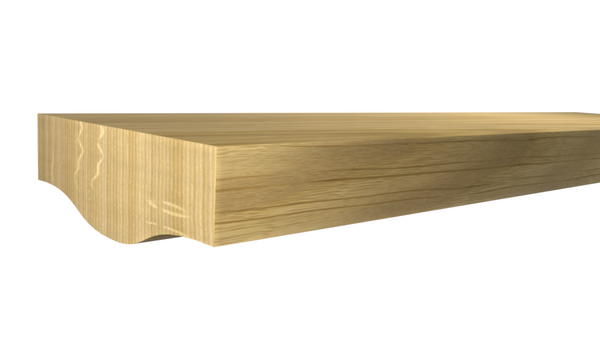 Profile View of Stair Handrail Molding, product number SHR-108-012-1-WO - 3/8" x 1-1/4" White Oak Stair Handrail - $3.39/ft sold by American Wood Moldings