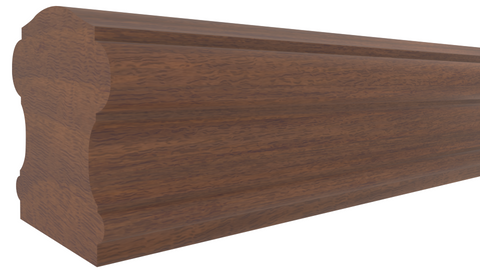 Profile View of Bending Stair Handrail Molding, product number SHR-224-220-3-HMH - 2-5/8" x 2-3/4" Honduras Mahogany Bending Stair Handrail - $83.74/ft sold by American Wood Moldings