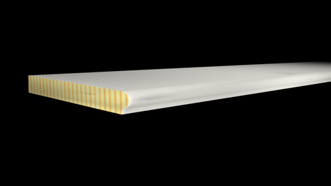 Profile View of Stool Molding, product number SL-508-022-1-PF - 11/16" x 5-1/4" Primed Finger Joint Stool - $3.26/ft sold by American Wood Moldings