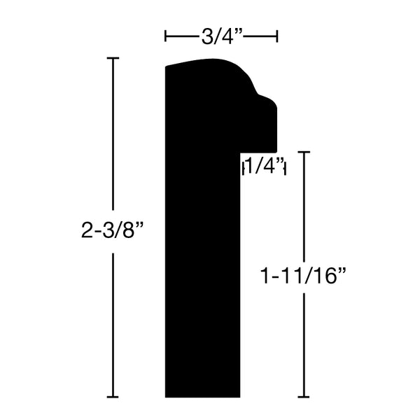 BB-212-024-1-FCH - 3/4" x 2-3/8"  Finger Joint Cherry Backband - $3.88/ft