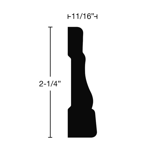 CA-208-022-1-FPO - 11/16" x 2-1/4" Finger Joint Poplar Casing - $1.26/ft