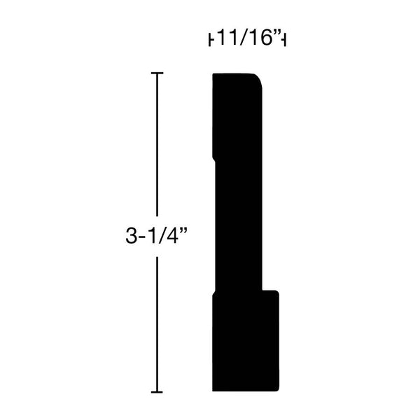 CA-308-022-4-PF - 11/16" x 3-1/4" Primed Finger Joint Casing - $1.68/ft