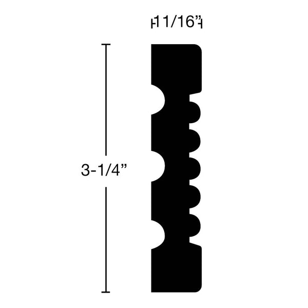 CA-308-022-5-FPI - 11/16" x 3-1/4" Finger Joint Pine Casing - $1.70/ft