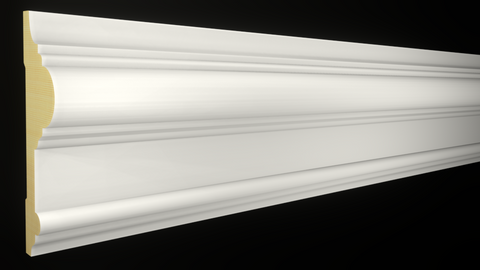 Profile View of Chair Rail Molding, product number CH-308-100-2-PF - 1" x 3-1/4" Primed Finger Joint Chair Rail - $3.00/ft sold by American Wood Moldings