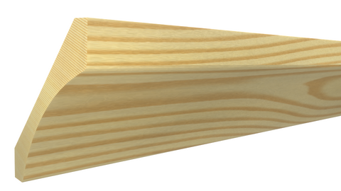 Profile View of Cove Molding, product number CO-308-018-1-CP - 9/16" x 3-1/4" Clear Pine Cove - $4.04/ft sold by American Wood Moldings