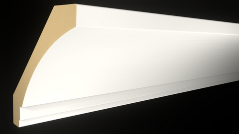 Profile View of Crown Molding, product number CR-608-108-1-PM - 1-1/4" x 6-1/4" Primed MDF Crown - $4.33/ft sold by American Wood Moldings