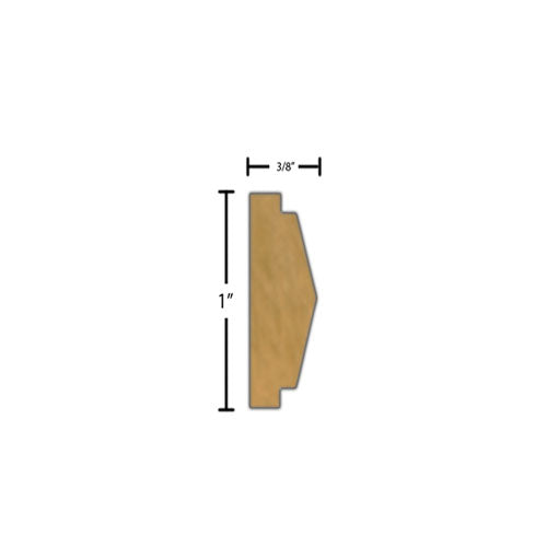 Side View of Decorative Carved Molding, product number DC-100-012-2-MA - 3/8" x 1" Maple Decorative Carved Molding - $4.96/ft sold by American Wood Moldings