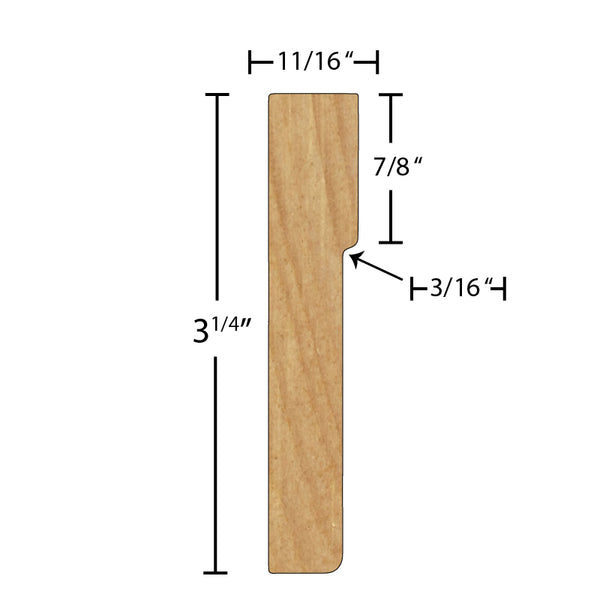 Side View of Flexible Casing Molding, product number CA-308-022-4-FL - 11/16" x 3-1/4" Smooth Urethane Flexible Casing - $13.69/ft sold by American Wood Moldings