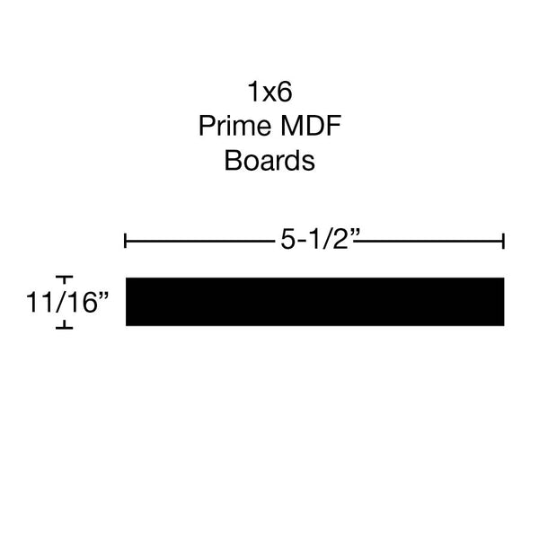 Side View of Standard Size 1x6 Primed MDF Boards - $1.32/ft sold by American Wood Moldings